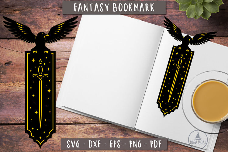 3d Raven Sword Crow Fantasy Bookmark SVG Papercut