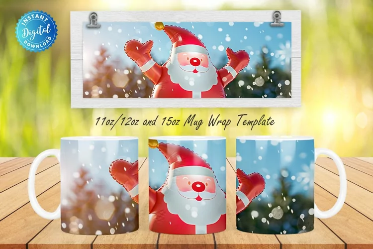 Red Christmas Santa 11, 12 & 15 Oz Mug Sublimation