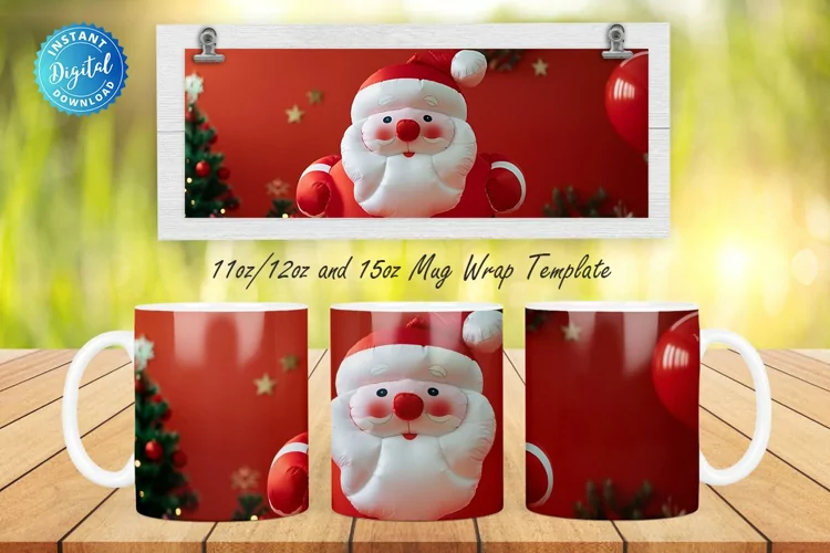 Red Christmas Santa 11, 12 & 15 Oz Mug Sublimation