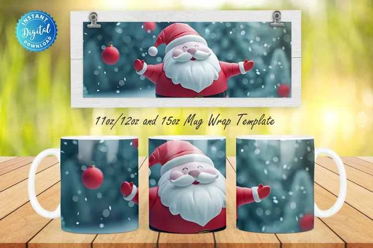 Red Christmas Santa 11, 12 & 15 Oz Mug Sublimation