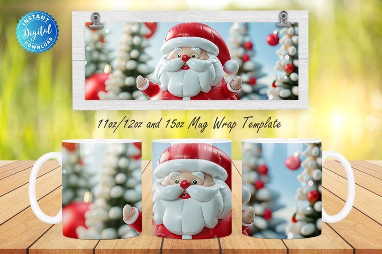 Red Christmas Santa 11, 12 & 15 Oz Mug Sublimation example image 1