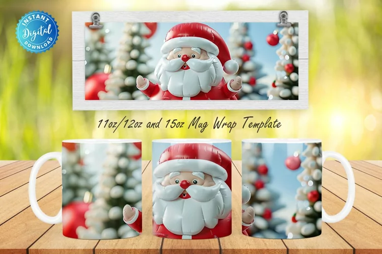 Red Christmas Santa 11, 12 & 15 Oz Mug Sublimation