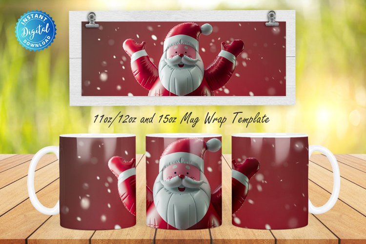Red Christmas Santa 11, 12 & 15 Oz Mug Sublimation example image 1
