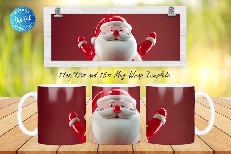 Red Christmas Santa 11, 12 & 15 Oz Mug Sublimation example image 1