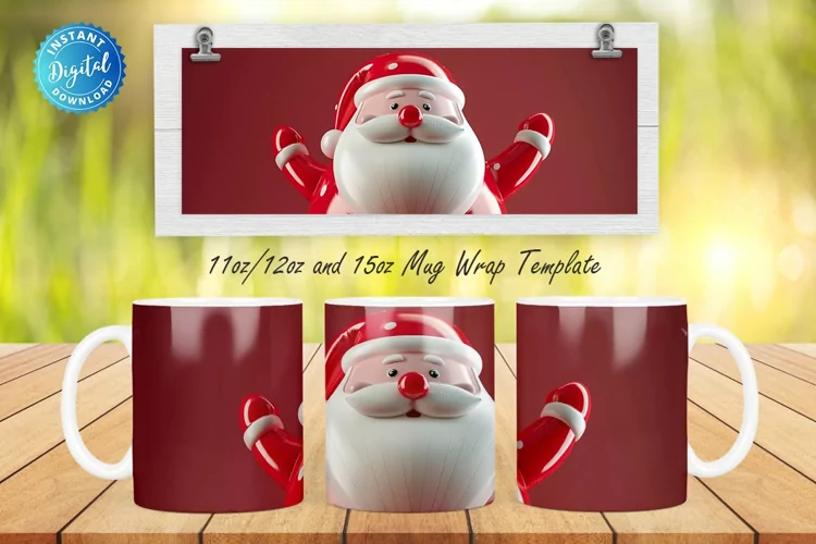 Red Christmas Santa 11, 12 & 15 Oz Mug Sublimation