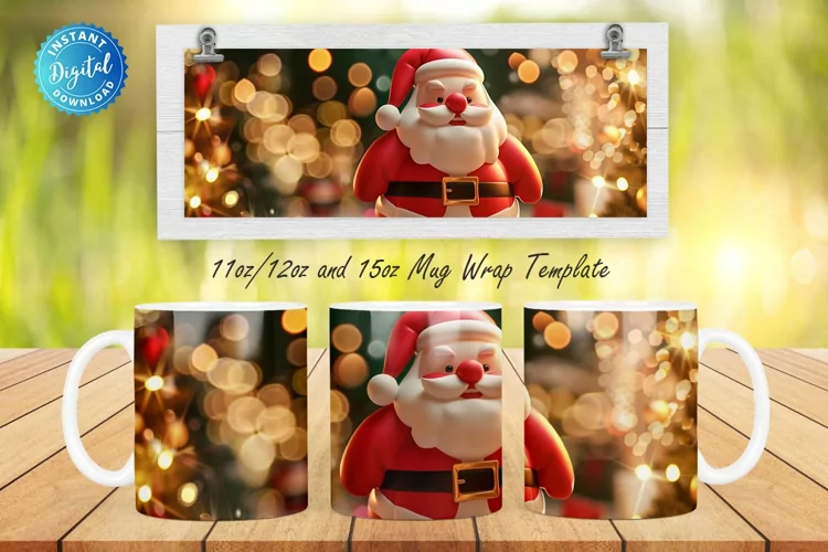 Red Christmas Santa 11, 12 & 15 Oz Mug Sublimation