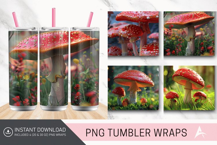 3D Red Mushroom Tumbler Wrap