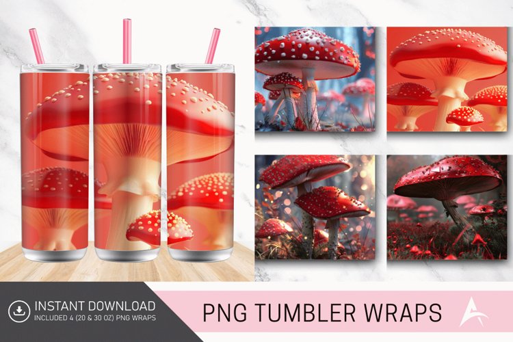 3D Red Mushroom Tumbler Wrap