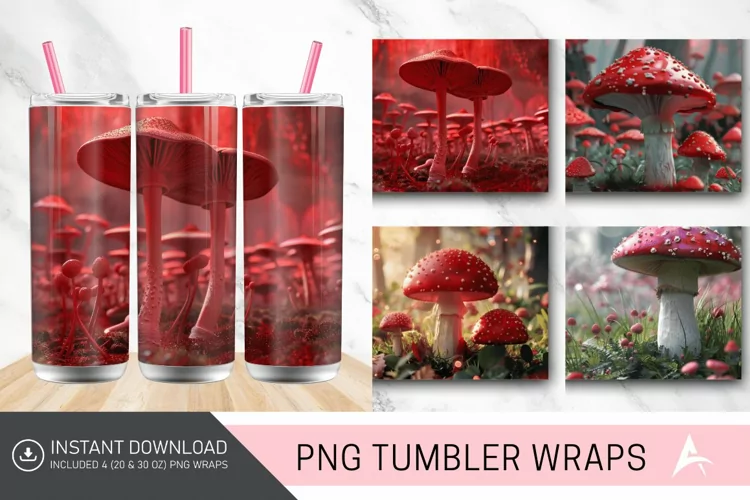3D Red Mushroom Tumbler Wrap