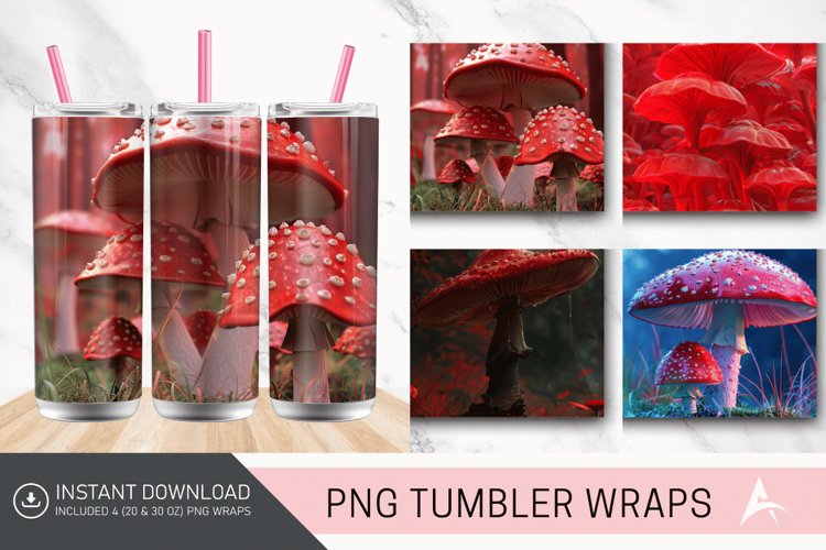 3D Red Mushroom Tumbler Wrap