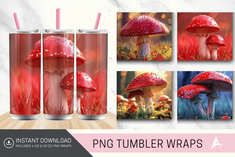 3D Red Mushroom Tumbler Wrap