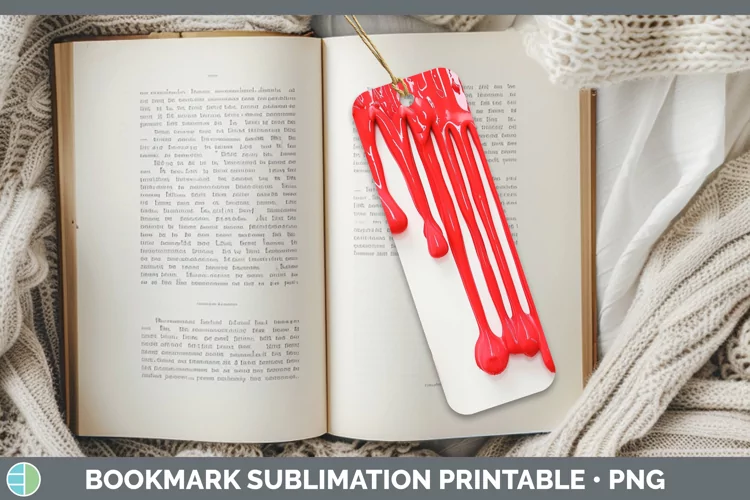 3D Red Slime Bookmark Sublimation Printable Designs