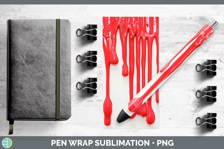 3D Red Slime Pen Wrap Sublimation Epoxy Pen Designs