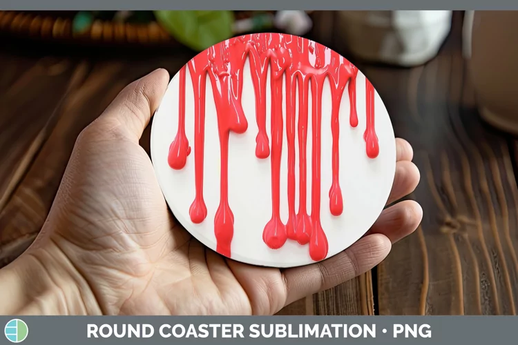 3D Red Slime Round Coaster Sublimation Coaster Designs