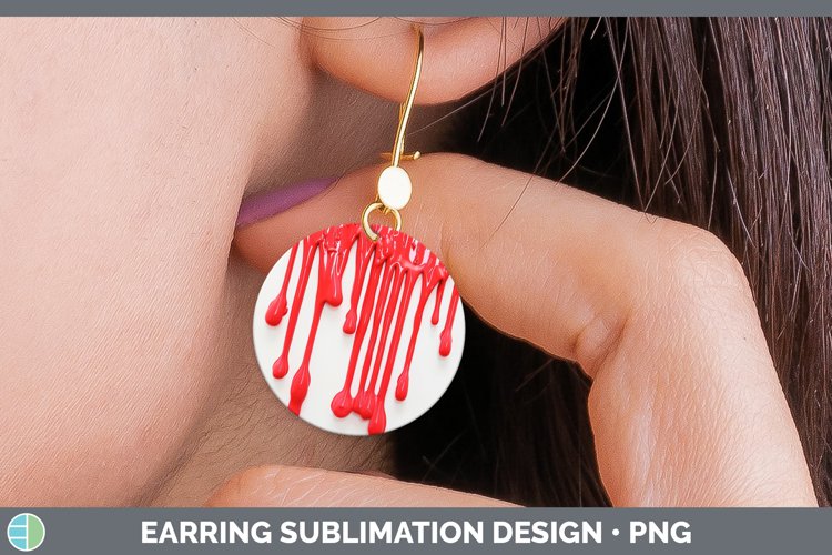 3D Red Slime Round Earrings Sublimation Earrings Designs