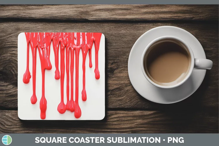 3D Red Slime Square Coaster Sublimation Coaster Designs