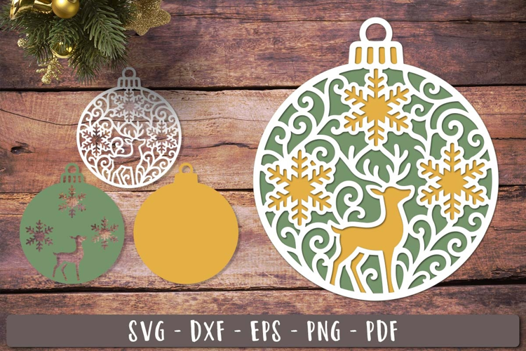 3d Reindeer Ornament SVG Christmas Layered design