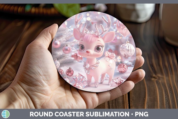 3D Reindeer Round Coaster Sublimation Coaster Designs