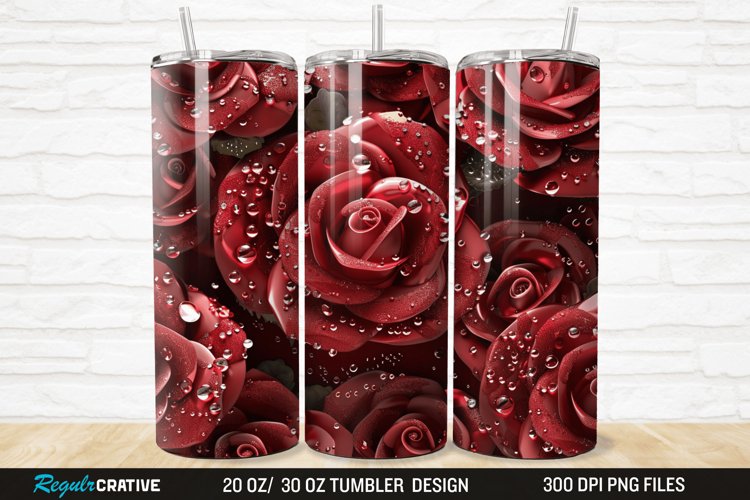 3D Rhinestone Roses 20/30oz Skinny Tumbler example image 1