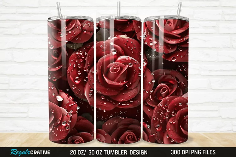 3D Rhinestone Roses 20/30oz Skinny Tumbler