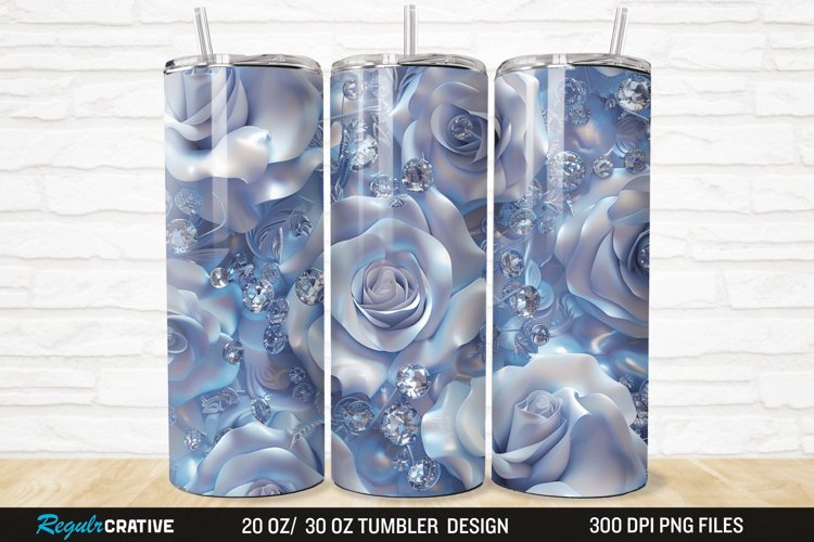 3D Rhinestone Roses 20/30oz Skinny Tumbler example image 1