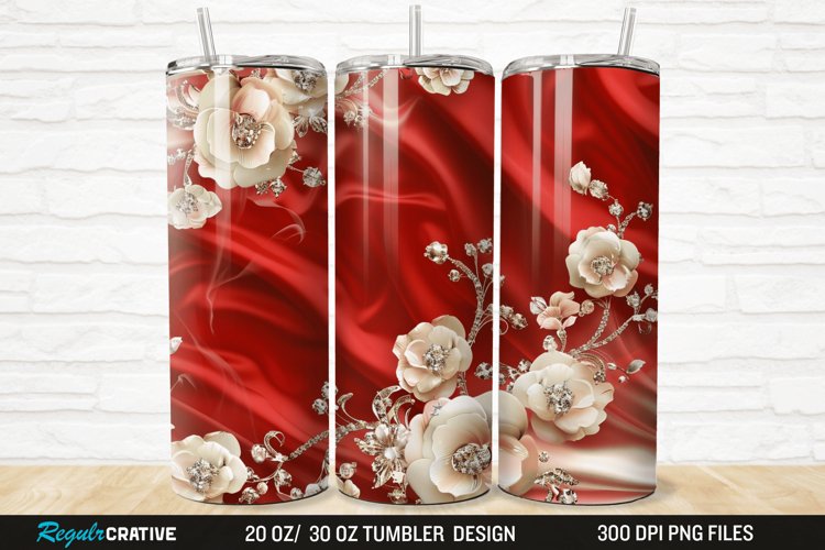 3D Rhinestone Roses 20/30oz Skinny Tumbler example image 1