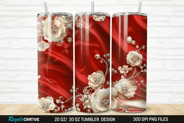 3D Rhinestone Roses 20/30oz Skinny Tumbler