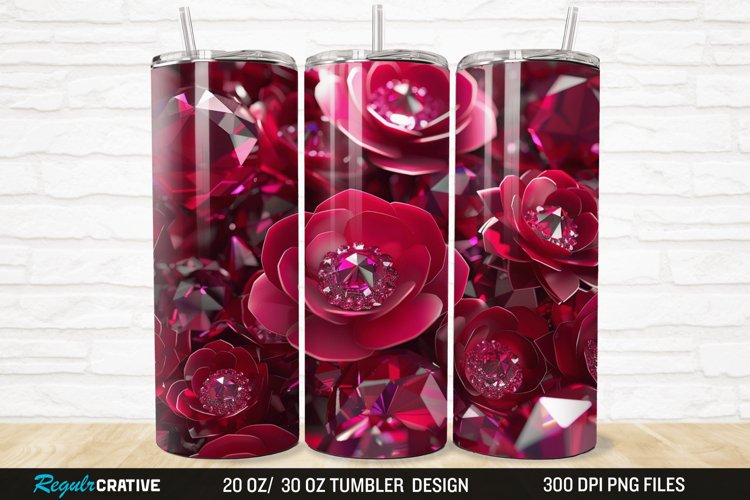 3D Rhinestone Roses 20/30oz Skinny Tumbler example image 1