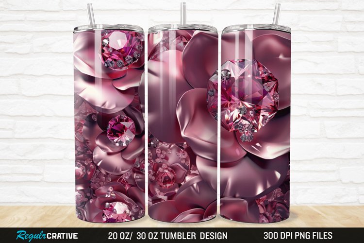 3D Rhinestone Roses 20/30oz Skinny Tumbler example image 1
