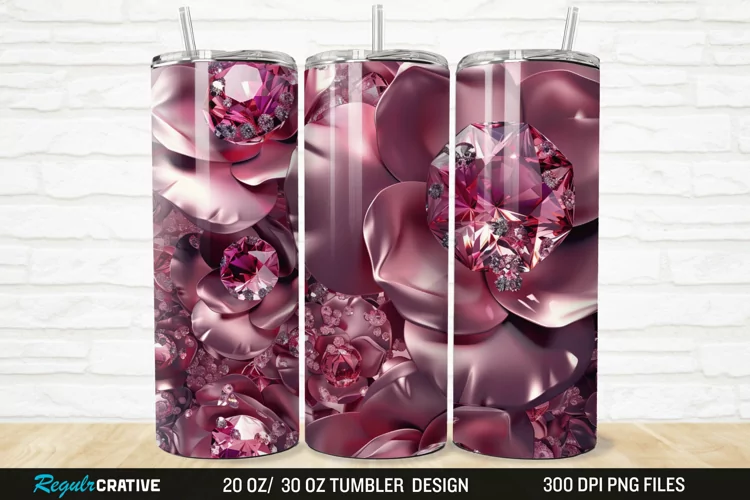3D Rhinestone Roses 20/30oz Skinny Tumbler
