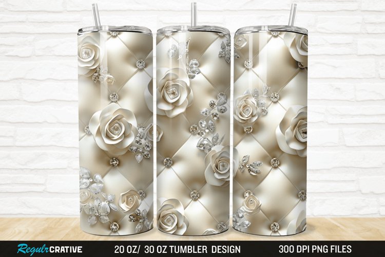3D Rhinestone Roses 20/30oz Skinny Tumbler example image 1