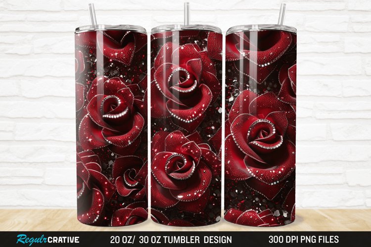 3D Rhinestone Roses 20/30oz Skinny Tumbler
