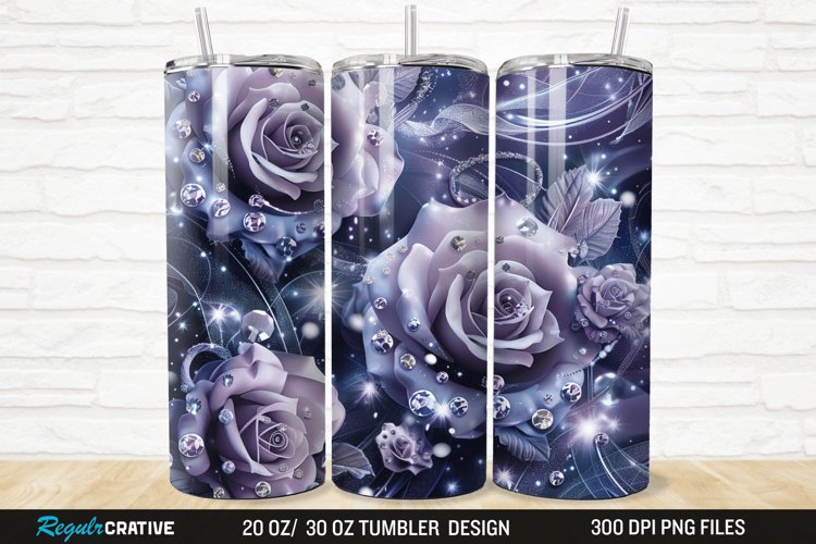 3D Rhinestone Roses 20/30oz Skinny Tumbler example image 1