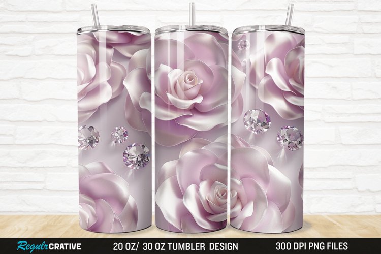 3D Rhinestone Roses 20/30oz Skinny Tumbler example image 1