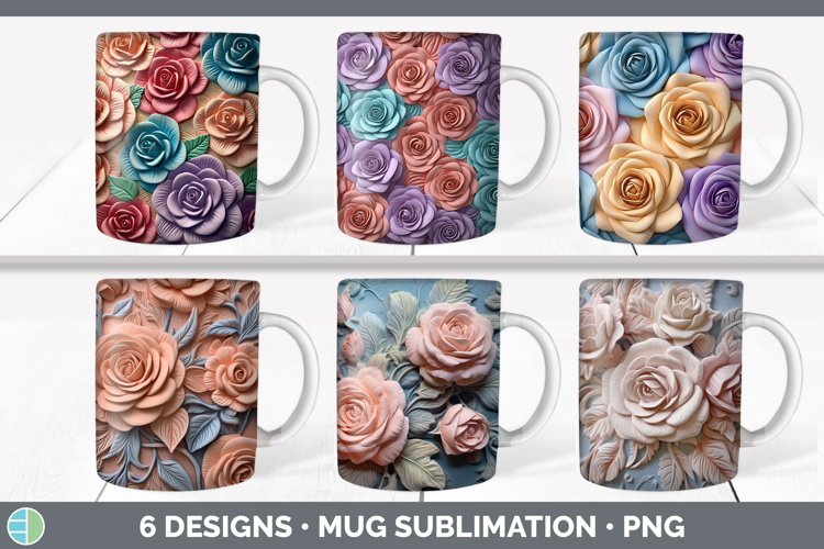 Bundle of six 3D Mug Wrap designs.