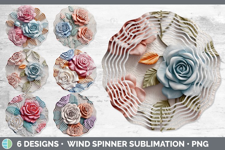 3D Rose Flowers Wind Spinner | Sublimation Spinner Designs B