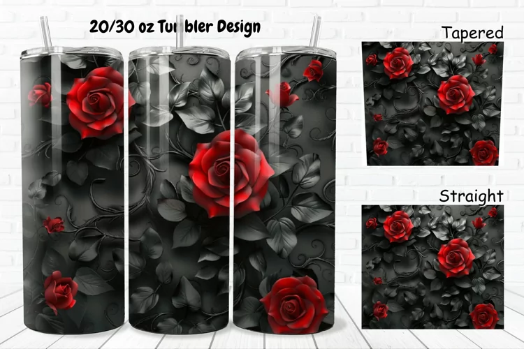 3D Roses Pretty 20/30oz Skinny Tumbler