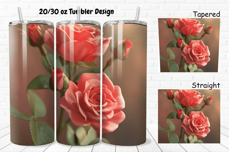 3D Roses Pretty 20/30oz Skinny Tumbler