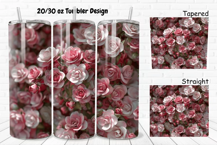 3D Roses Pretty 20/30oz Skinny Tumbler
