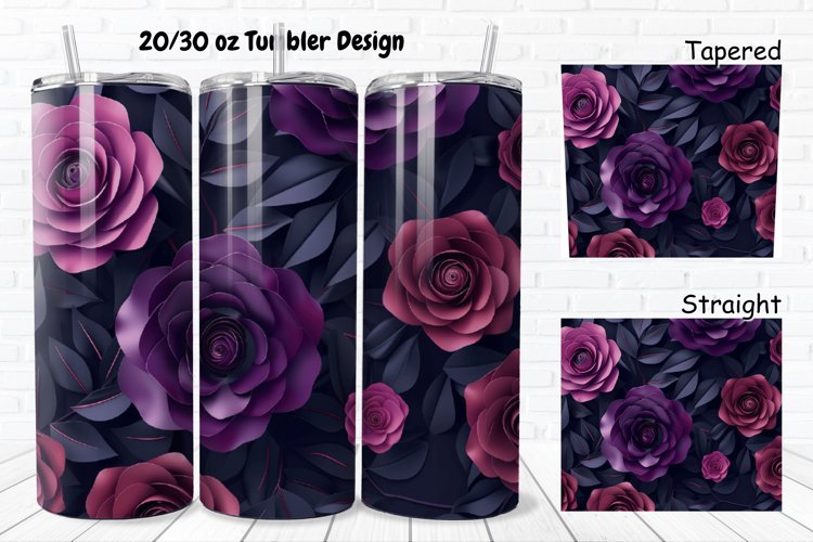 3D Roses Pretty 20/30oz Skinny Tumbler