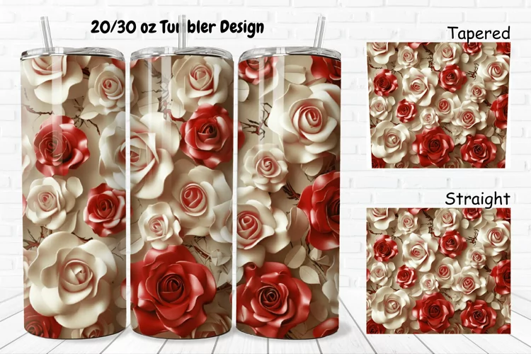 3D Roses Pretty 20/30oz Skinny Tumbler