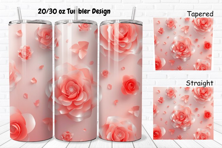 3D Roses Pretty 20/30oz Skinny Tumbler example image 1