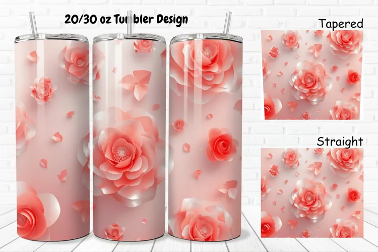 3D Roses Pretty 20/30oz Skinny Tumbler