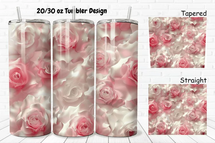 3D Roses Pretty 20/30oz Skinny Tumbler