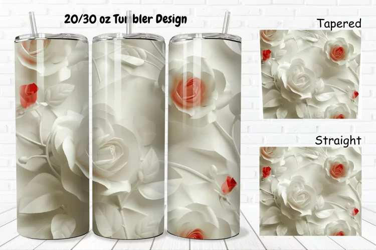 3D Roses Pretty 20/30oz Skinny Tumbler