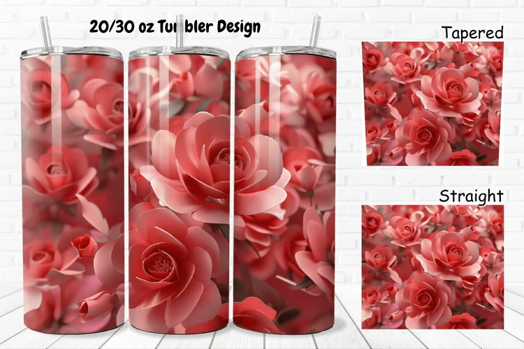 3D Roses Pretty 20/30oz Skinny Tumbler