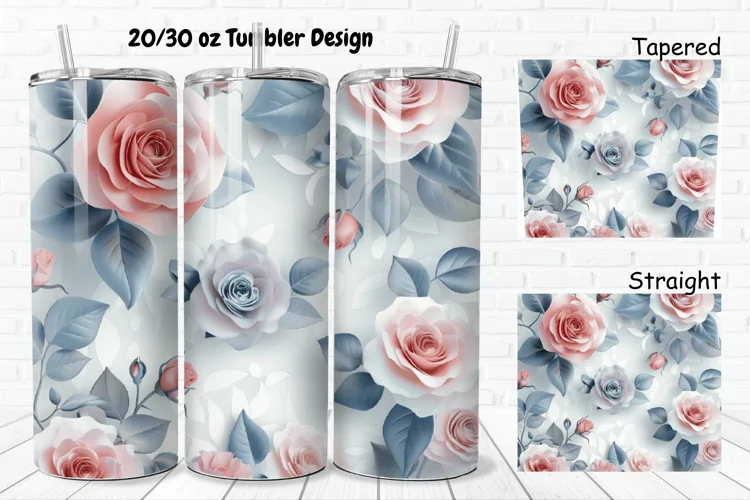 3D Roses Pretty 20/30oz Skinny Tumbler