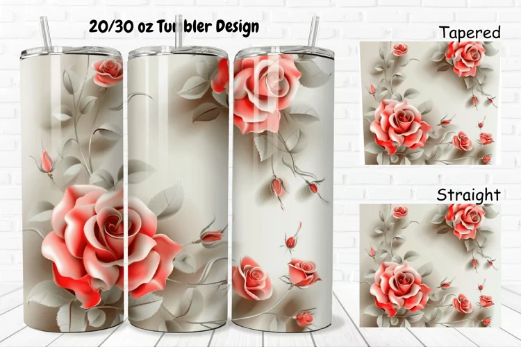 3D Roses Pretty 20/30oz Skinny Tumbler