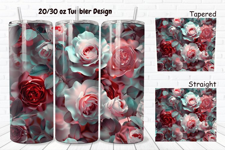 3D Roses Pretty 20/30oz Skinny Tumbler example image 1
