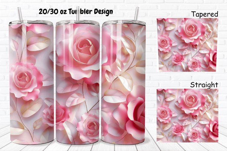 3D Roses Pretty 20/30oz Skinny Tumbler example image 1